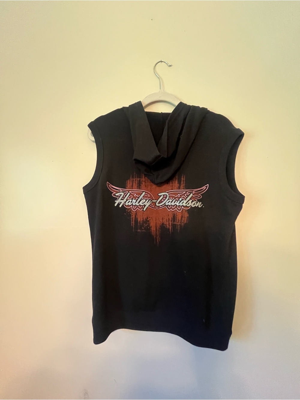 Harley-Davidson Black Sleeveless Hoodie Top
